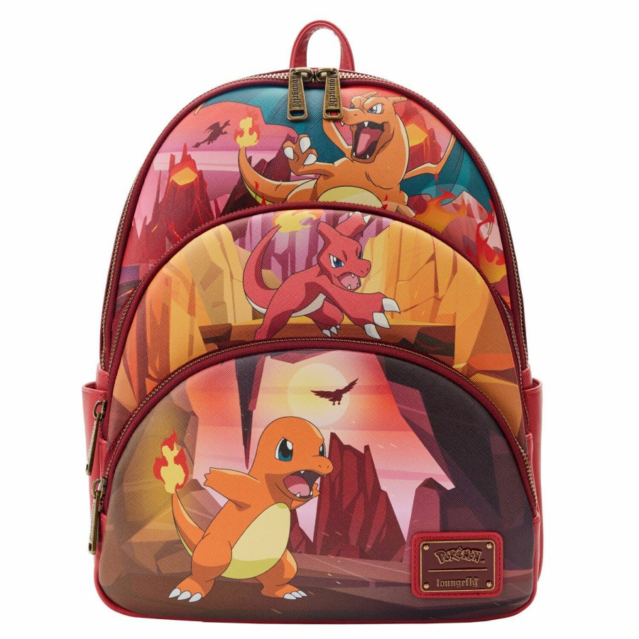 Handbags & Wallets * | Pokemon Charmander Evolutions Triple Pocket Backpack Loungefly Online Store