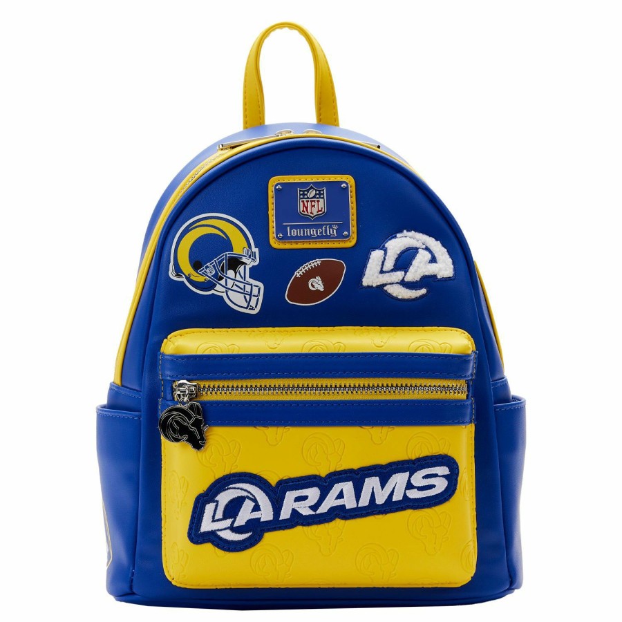 Handbags & Wallets * | Nfl Los Angeles Rams Patches Mini Backpack Loungefly Limited Edition