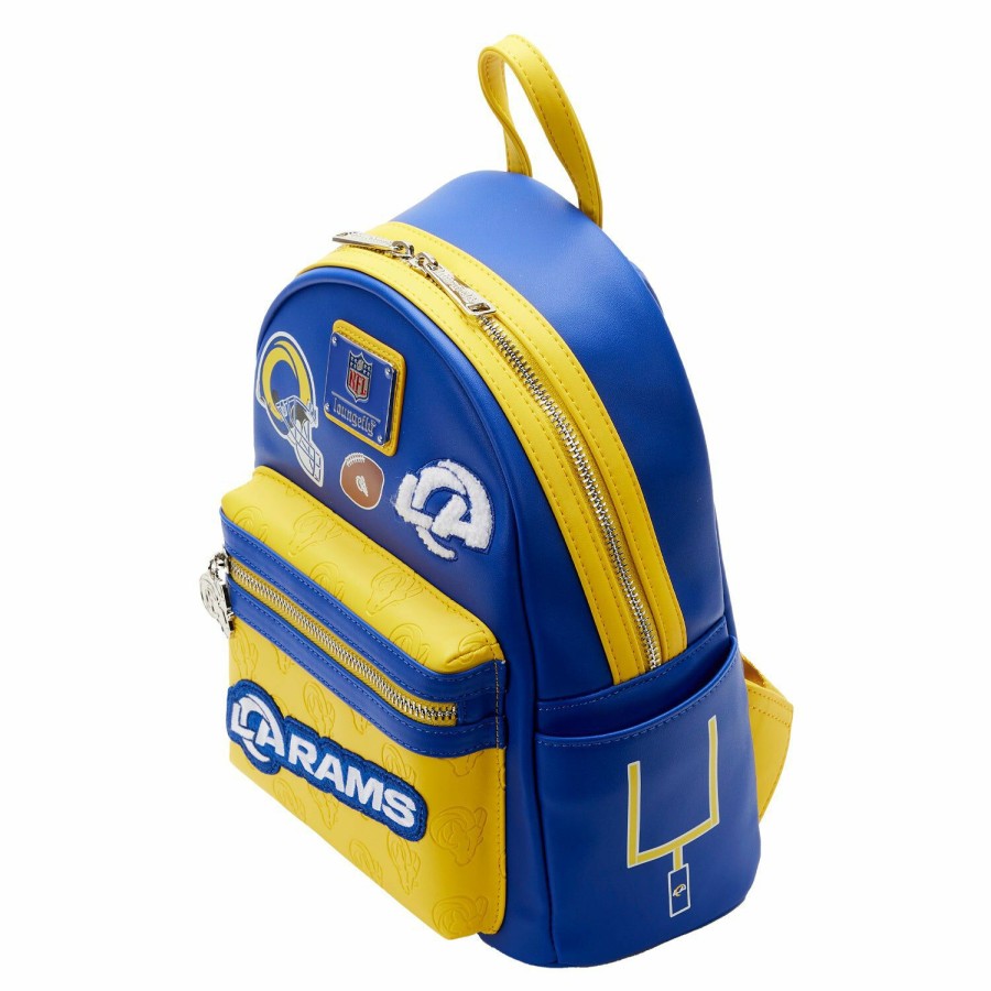 Handbags & Wallets * | Nfl Los Angeles Rams Patches Mini Backpack Loungefly Limited Edition