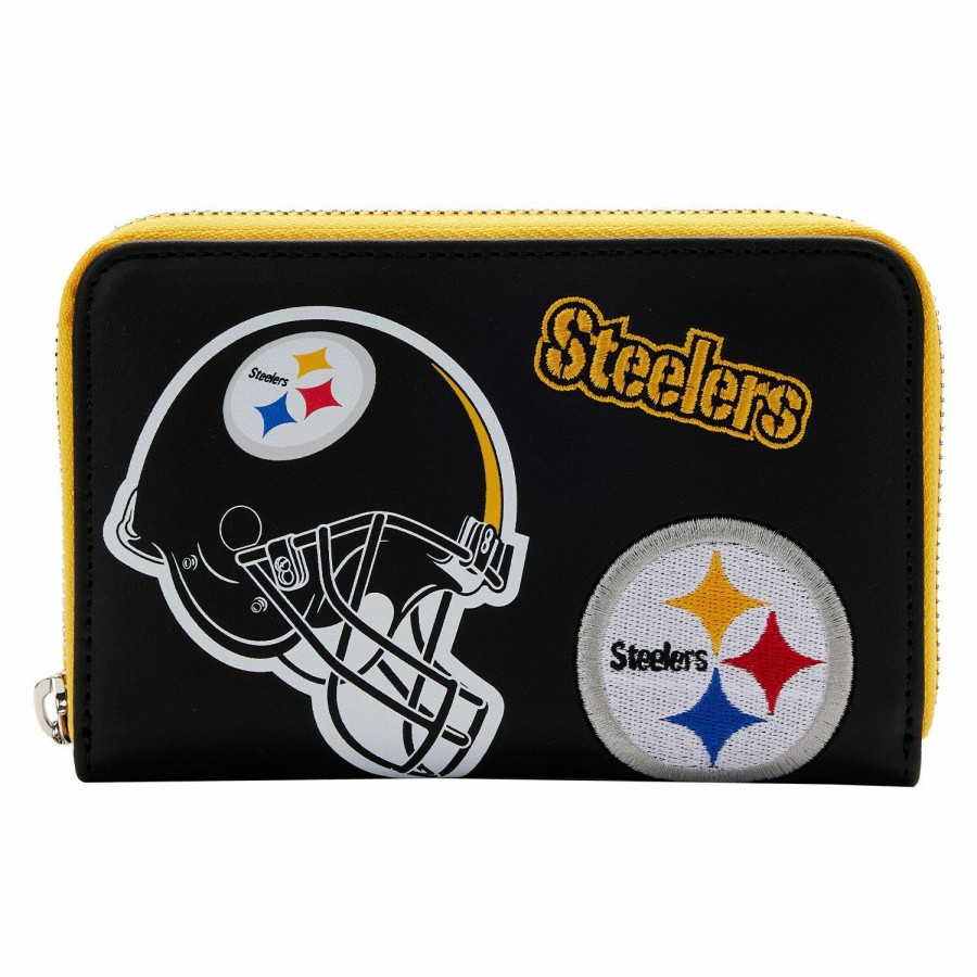 Handbags & Wallets * | Nfl Pittsburgh Steelers Patches Zip Around Wallet Loungefly Promotions