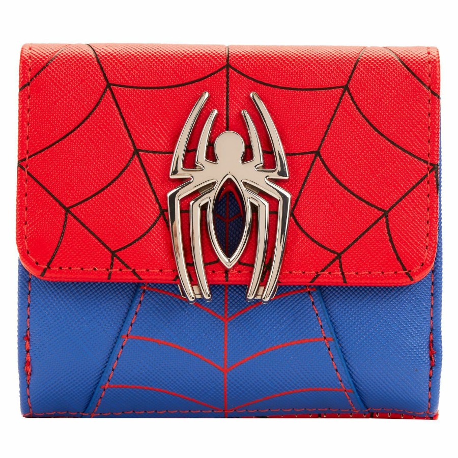 Handbags & Wallets * | Marvel Spider-Man Color Block Flap Wallet Loungefly Quick Delivery