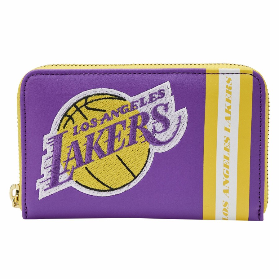 Handbags & Wallets * | Nba Los Angeles Lakers Patch Icons Zip Around Wallet Loungefly Discount Online