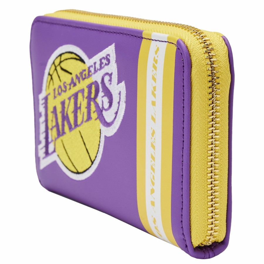 Handbags & Wallets * | Nba Los Angeles Lakers Patch Icons Zip Around Wallet Loungefly Discount Online