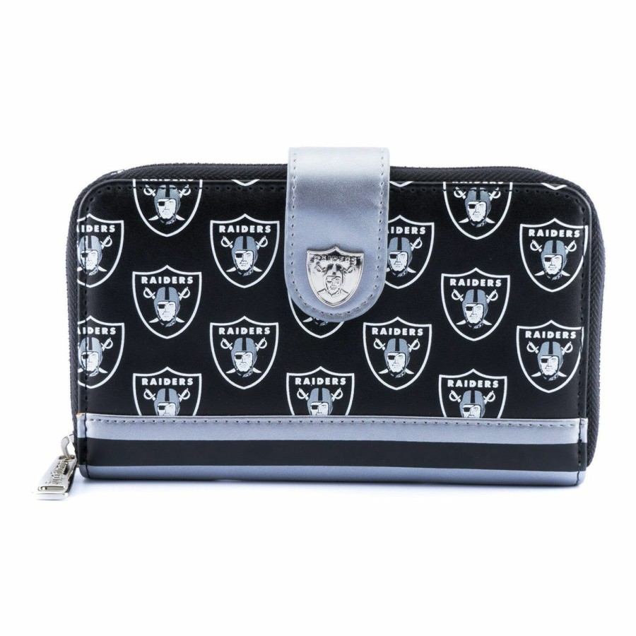 Handbags & Wallets * | Nfl Las Vegas Raiders Logo Zip Around Wallet Loungefly Exquisite Gifts