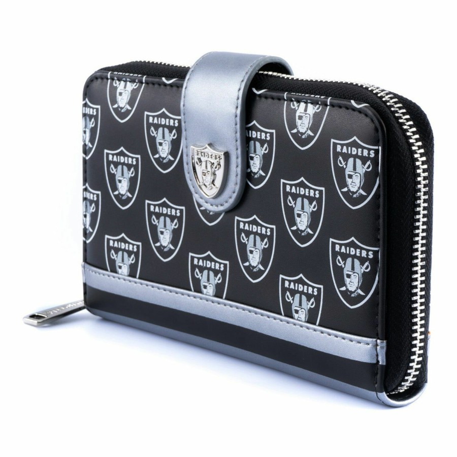 Handbags & Wallets * | Nfl Las Vegas Raiders Logo Zip Around Wallet Loungefly Exquisite Gifts