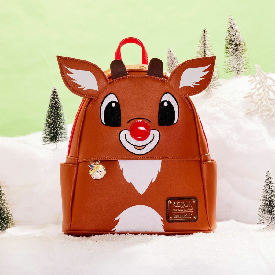 Handbags & Wallets * | Exclusive Rudolph The Red-Nosed Reindeer Light Up Cosplay Mini Backpack Loungefly Fashion