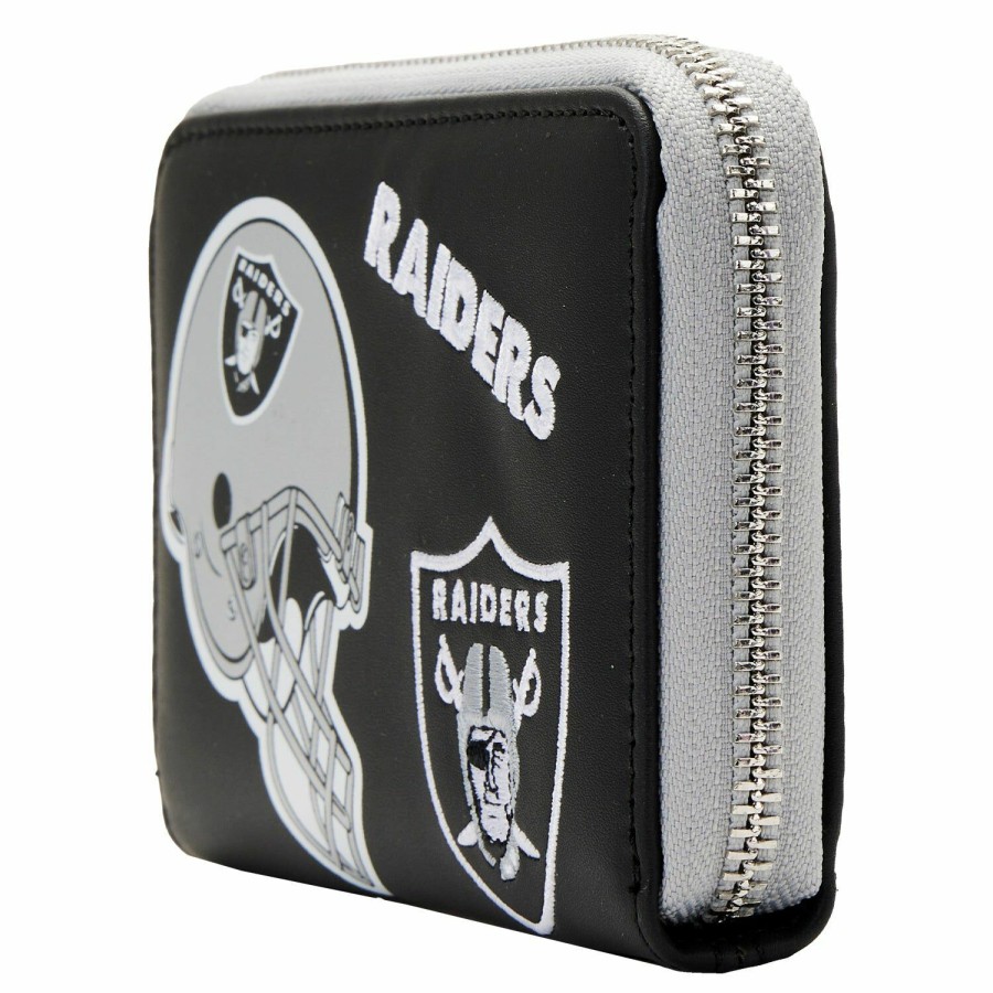 Handbags & Wallets * | Nfl Las Vegas Raiders Patches Zip Around Wallet Loungefly Online Sales