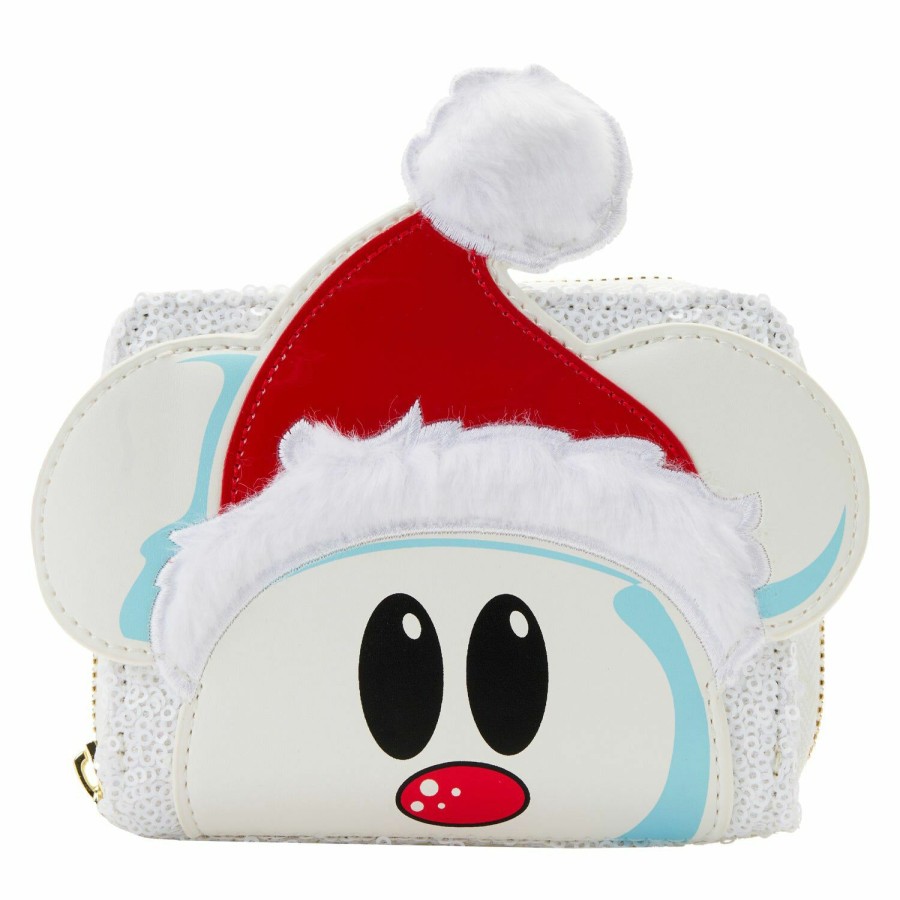 Handbags & Wallets * | Exclusive Mickey Mouse Sequin Snowman Zip Around Wallet Loungefly Special