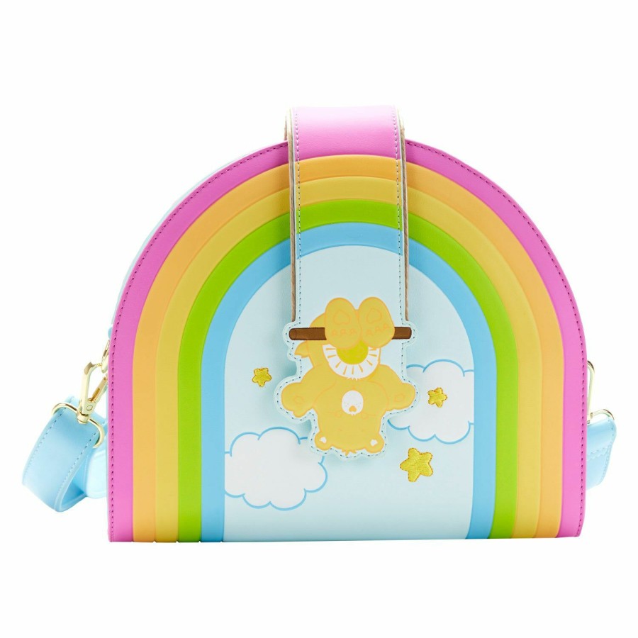 Handbags & Wallets * | Care Bears Funshine Bear Rainbow Swing Crossbody Bag Loungefly New