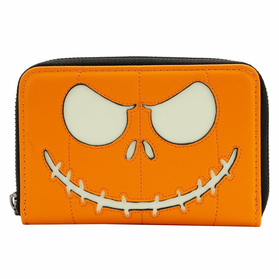 Handbags & Wallets * | Exclusive The Nightmare Before Christmas Jack Skellington Glow Zip Around Wallet Loungefly Best-Selling