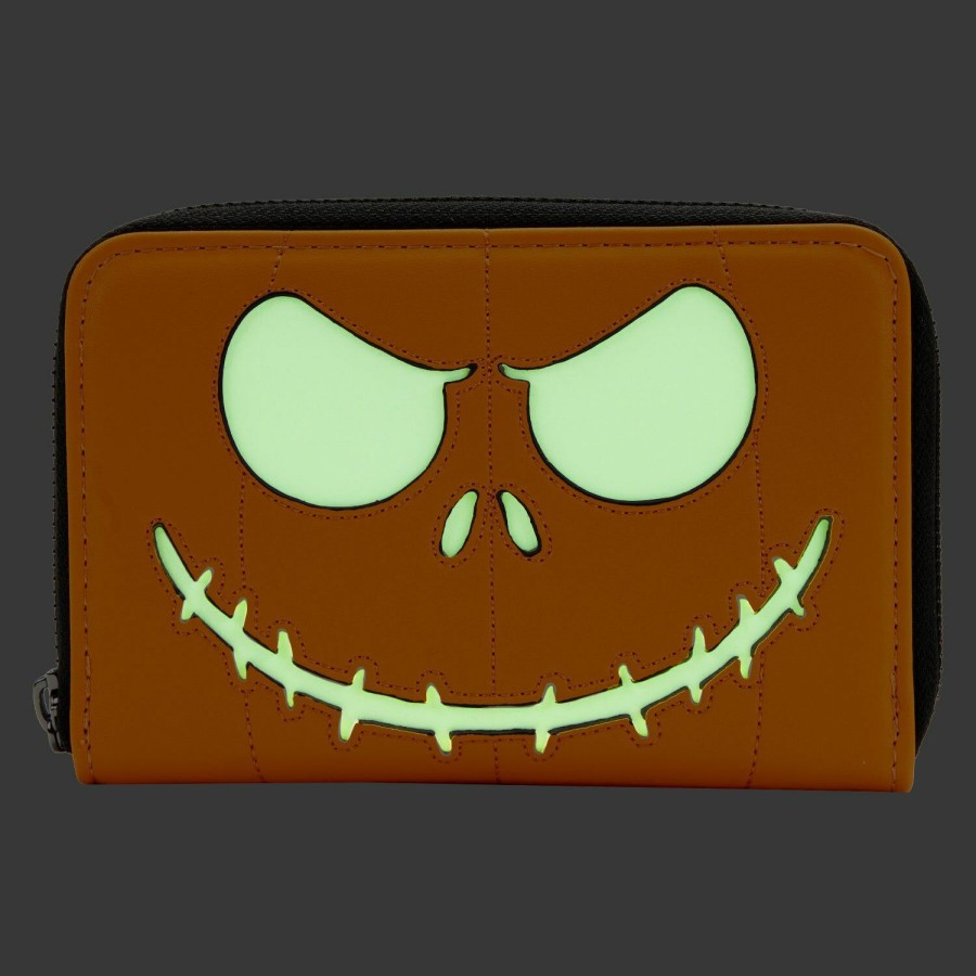 Handbags & Wallets * | Exclusive The Nightmare Before Christmas Jack Skellington Glow Zip Around Wallet Loungefly Best-Selling